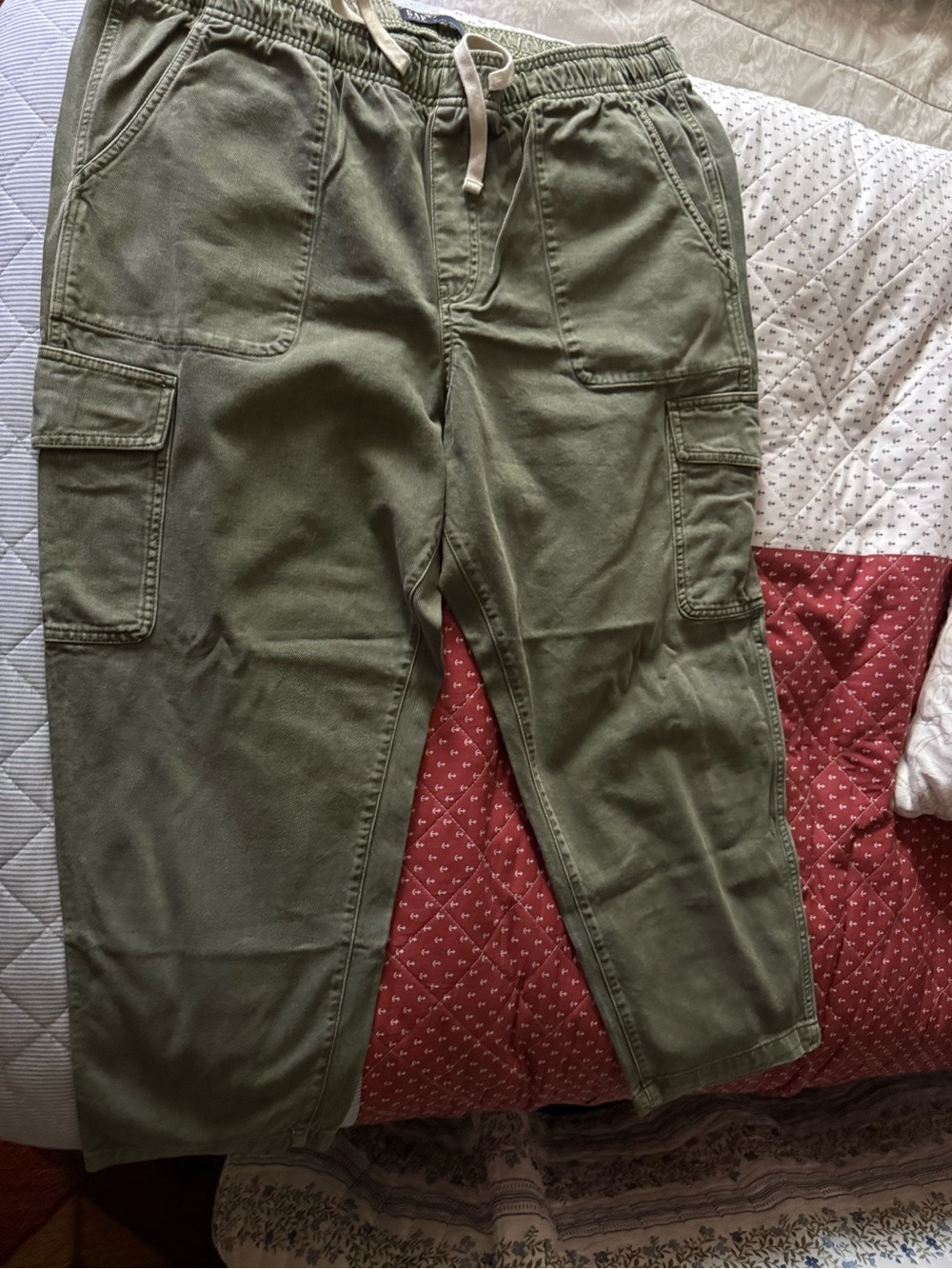 GAP Olive Green Cargo Jogger Pants with Drawstring